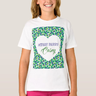 T-shirt Motif Myrtilles Moderne Vert Bleu Personnaliser.