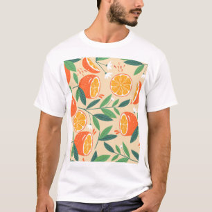 T-shirt Motif orange sans couture, art vintage abstrait.