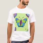 T-shirt Motif Papillon Patchwork sur Fond Vert (Devant)