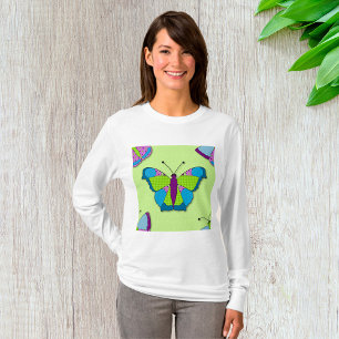 T-shirt Motif Papillon Patchwork sur Fond Vert