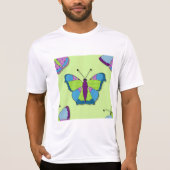 T-shirt Motif Papillon Patchwork sur Fond Vert (Devant)