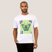 T-shirt Motif Papillon Patchwork sur Fond Vert (Devant entier)