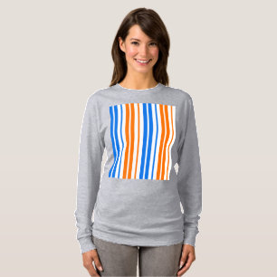 T-shirt Motif rayures verticales orange bleu blanc