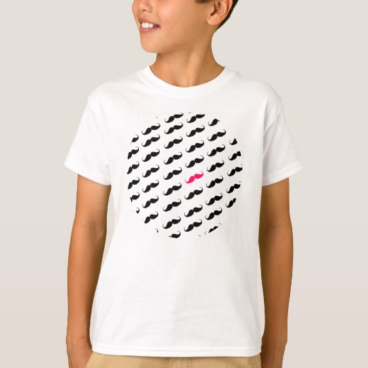 T-shirt Motif rose et noir Girly drôle de moustache (Devant)