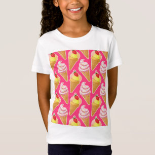 T-Shirt Motif rose Kawaii avec crème glacée aux fraises