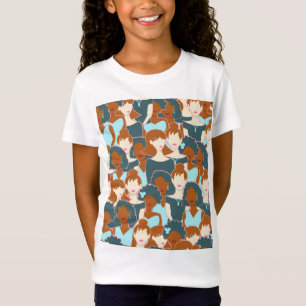 T-Shirt Motif sans couture avec filles noires et blanches