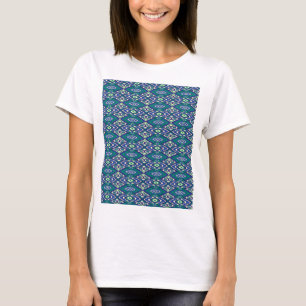 T-shirt Motif symétrique de motifs bleus sur un textile