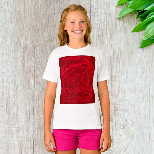T-shirt Motif technologique de carte de circuit rétro roug