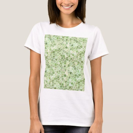 T-shirt Motif Terrazzo Patchwork Pavé Vert Pâle (Devant)