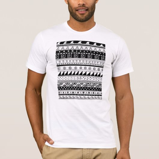 T-shirt Motif tribal noir et blanc (Devant)