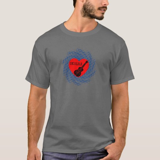 T-shirt Motif Ukulele Love Blue Dot (Devant)
