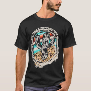 T-shirt Motif Vache Léopard Imprimé Cactus Serape Cowgirl 