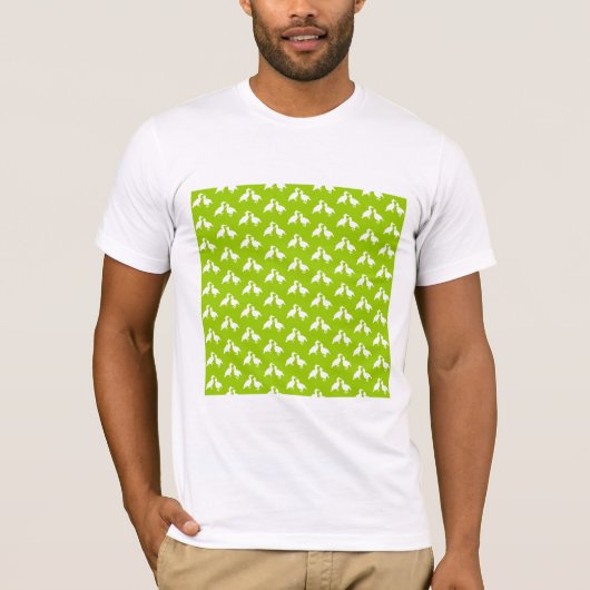 T-shirt Motif vert et blanc des oiseaux (Devant)