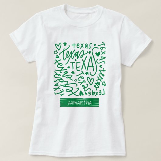 T-shirt Motif vert Texas Doodle (Design devant)