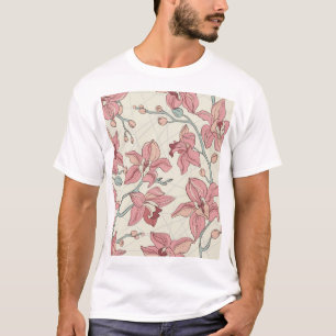 T-shirt Motif Vintage orchidée : Papier élégant