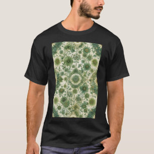 T-shirt Motif vintage vert et beige floral