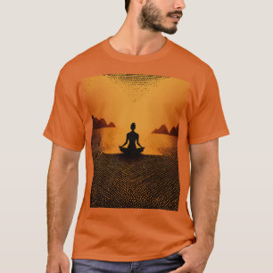 T-shirt Motifs Abstraits de yoga demi-ton sur noix de coco
