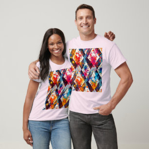 T-shirt Motifs Abstraits dynamiques en diamant
