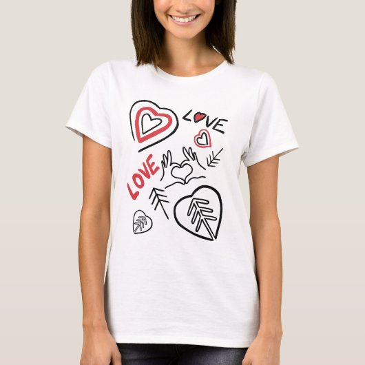 T-shirt motifs cœurs et love (Devant)