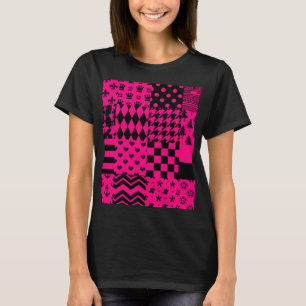 T-shirt Motifs mélangés rose noir