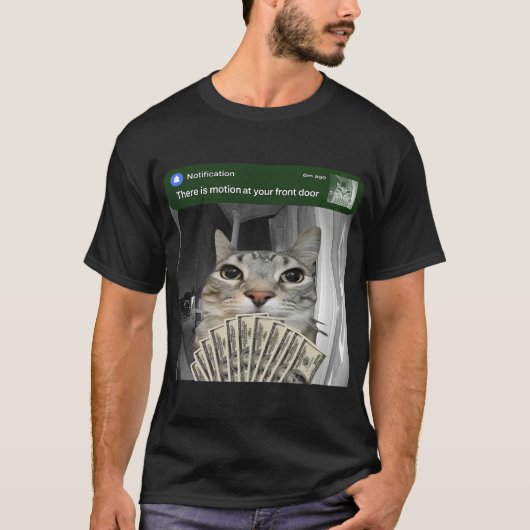 T-shirt Motion Detected Front Door Cat Meme (Devant)
