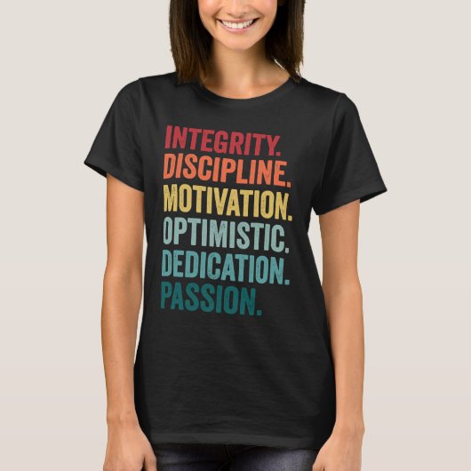 T-shirt MOTIVATION DE L'INTÉGRITÉ Valeurs OPTIMISTES DE DÉ (Devant)