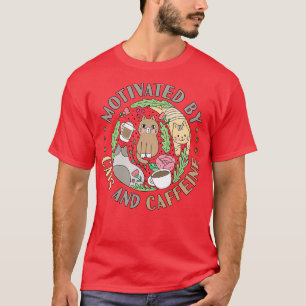 T-shirt Motivé par les chats et la caféine