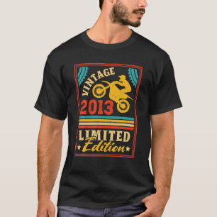 T-shirt Moto 9E Anniversaire Garçons Vintage 2013 Biker Mo