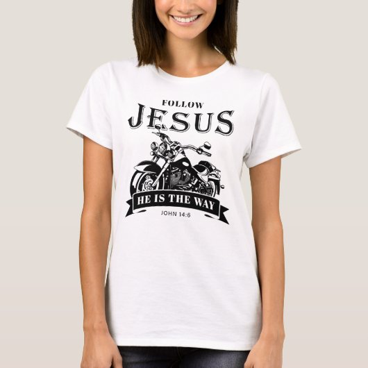T-shirt Moto Christian Biker John 14:6 Suivre Jésus (Devant)