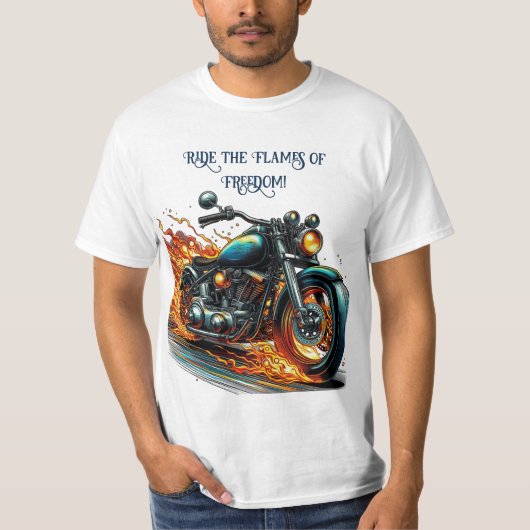 T-shirt Moto classique en mouvement avec flammes (Devant)