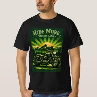 T-Shirt Moto Coucher de Soleil "Rouler Plus S'inqu