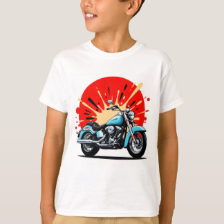 T-Shirt Moto Cruiser Bleu Rétro – T-Shirt Moto Pop
