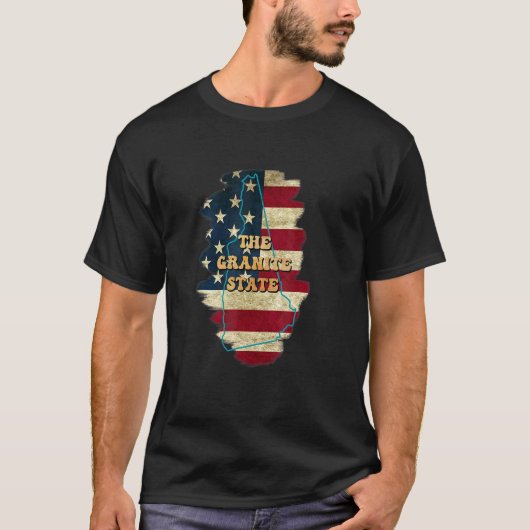 T-shirt Moto Drapeau New Hampshire Nh Us (Devant)