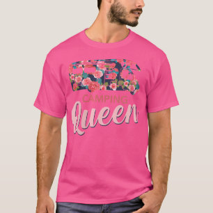 T-shirt Moto-home Femen Rv Camping Queen Avec Rose Red Ro