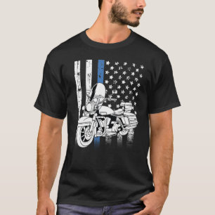 T-shirt Moto Ligne Bleue Mince