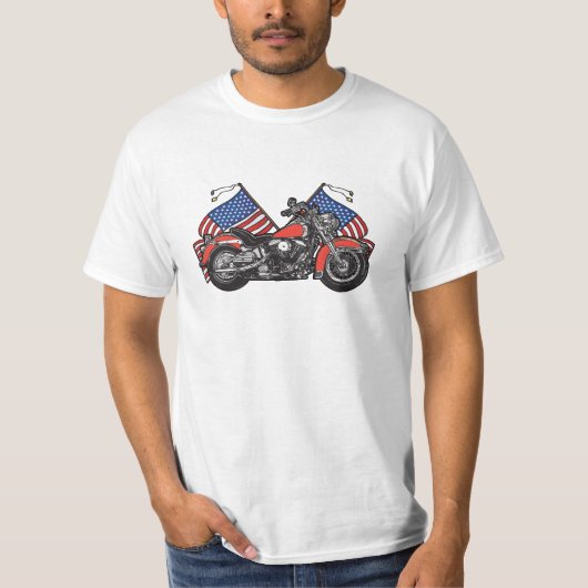 T-shirt Moto patriotique de drapeaux américains (Devant)