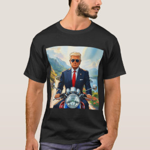 T-shirt Moto Trump Riding dans les belles montagnes USA
