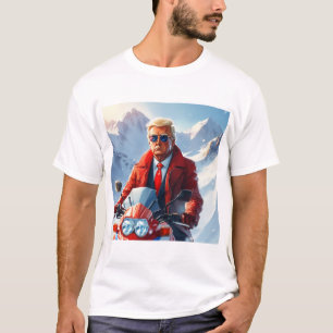 T-shirt Moto Trump Riding en hiver Noël MAGA