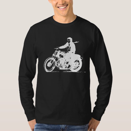 T-shirt Moto vintage blanche - classique simple (Devant)