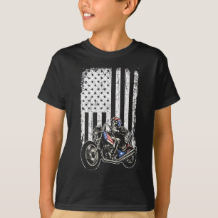 T-shirt Moto vintage - Détaillé Avec Drapeau Américain