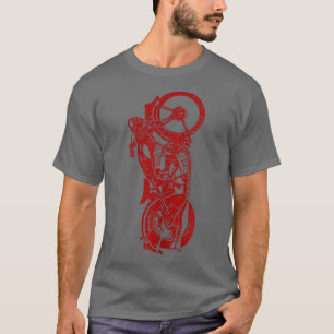 T-shirt Moto Vintage Retro Noir Moto Rouge M