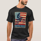 T-shirt Motocros Distants American Flag Motorcycle Motocro (Devant)