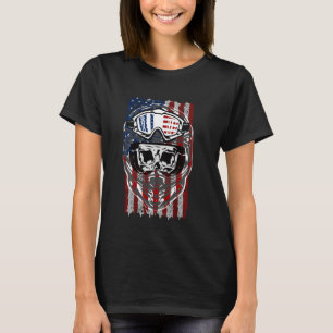 T-shirt Motocross American Drapeau Verres Pneumatiques Tra