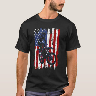 T-shirt Motocross Dirt Bike Drapeau américain 4 juillet pa