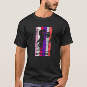 T-shirt Motocross Dirt Bike Rider Retro Rainbow Motorcycle