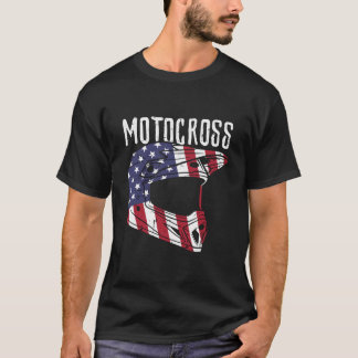 T-shirt Motocross Helmet Us Flag Dirt Bike Patriot Biker