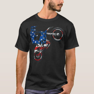 T-shirt Motocross Lover Vintage American Flag Dirt Bike