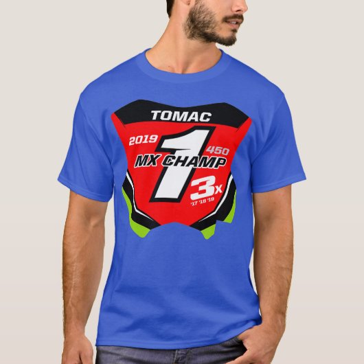 T-shirt Motocross Red Numéro Plate Design (Devant)