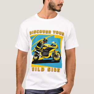 T-shirt Motocyclette de course et cavalier