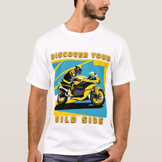 T-shirt Motocyclette de course et cavalier (Devant)